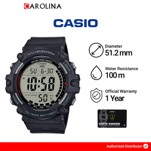 Jam Tangan Pria Casio General Youth AE-1500WH-1A 10 Years Battery Life Digital Dial Black Resin Band Quartz Watch