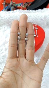 Anting Gantung Love 2 Tali Perak 925 Sepuh Emas Kuning