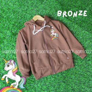 Jaket Anak Fleece Resleting Hoodie UNICORN Usia 2-12Tahun