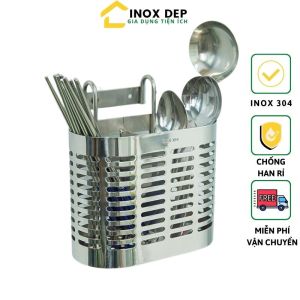 Ốngống đựng đũa hình ovan Inox 304 Kệ đựng đũa thìa cao cấp chống han gỉ an toàn vệ sinh thiết kế sang trọng