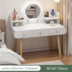 LALA Dressing Table With LED Mirror Multipurpose Bedroom Cosmetic Table Meja Solek Murah Cosmetic Table Storage Cosmetics Organiser Vanity Table梳妆桌