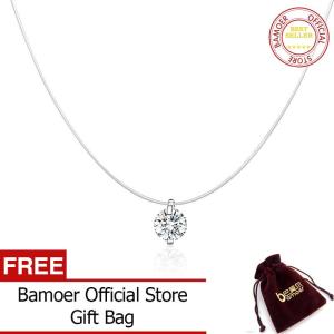 BAMOER Dây Chuyền Chuỗi Vô Hình Bằng Bạc Dây Chuyền Choker Kim Cương Giả Mặt Dây Chuyền Dây Câu Trong Suốt Collier Femme SCN332