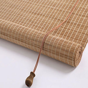 มู่ลี่ไม้ไผ่ ม่านม้วน ม่านประตู ฉากกั้นห้อง สไตล์ญี่ปุ่น กันแดด เฉดสี 100/120/150cm แรเงาที่ดี ม่านไม้ไผ่ 2เมตร แกนทองแดงรอกเหล็ก