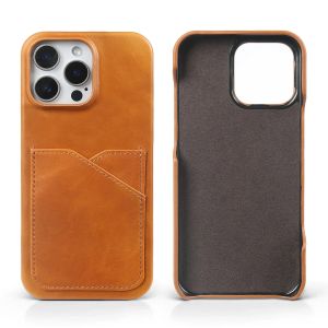 Premium Card Slot Genuine Leather Case for Iphone 18 Pro Max Cases 15 17pro 16pro 12 11 Aesthetic Vintage Phone Back Cover Coque2026