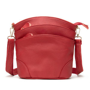 Womens genuine leather bucket bag autumn and winter simple fashion middle-aged moms top-layer cowhide shoulder bag