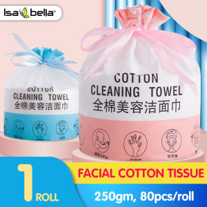 [SUPPORT LOCAL] Pure Cotton Cleaning Dry Towel 1 ROLL (250gm 65 Pieces/Roll Random Design) - Tisu Muka Kapas Solekan 加厚全棉美容洁面巾大卷 - 100% Cotton Cleansing Cotton Soft Tissue Towel Cosmetic Makeup Facial Dry Tissue Towel - Sold by ISABELLA