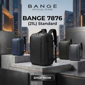 BANGE 7876 (30x48.5x15cm 21L) 1.3kg BANGE 7876-1 (32x48x17cm 26L) 1.5kg | NEW ARRIVAL | Built-in Vacuum Compression Pocket | Fits 15.6 inch Laptop 12.9 inch Tablet | Premium Polyester Fabric | Anti-Theft Design | Quality Zipper | International Travel Back