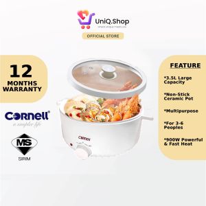 Cornell Ceramic Pot Multi Cooker 3.5L (White) | CMC-3501(WH) Hot Pot Steamboat Steamer Grill Noodle Porridge