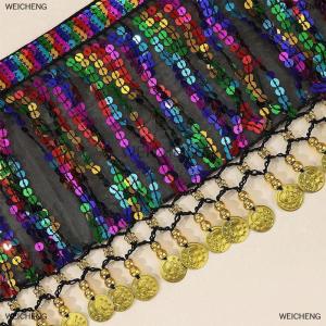 [COD] WEICHENG Boho Bellydance Hip Scarf W Dangling Sequins Sequins Hip Scarf Dance Performance Clothing Jazz Dance Accessories Show Costumes