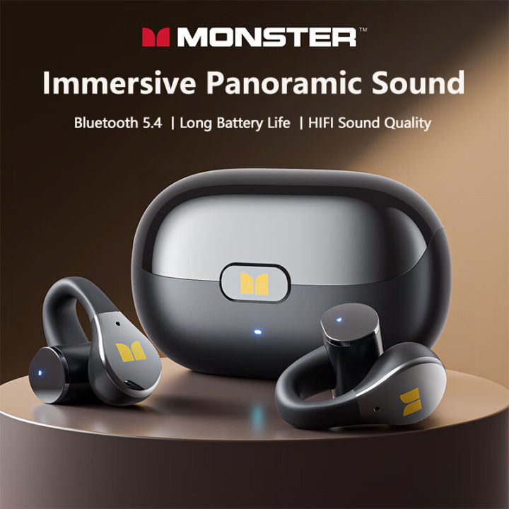 Monster MQT60 OWS Wireless Bluetooth 5.4 Headphones Long Life Gaming Earphones HIFI Stereo Sound Sport Earbuds With Mic
