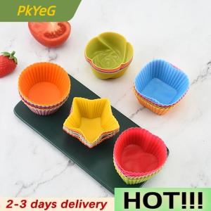 PkYeG 7pcs lot Silicone Cake Cup Round Shaped Muffin Cupcake Baking Molds Home Kitchen Cooking Supplies Cake Decorating Tools