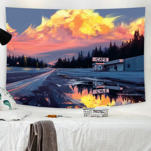 ผ้าพื้นหลังแนวถนนสวยสไตล์ญี่ปุ่น