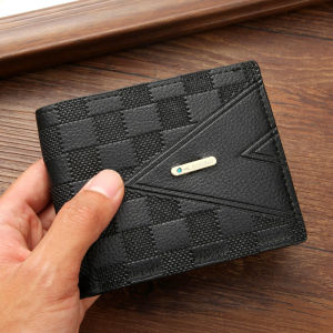 Men Short Leather Wallet Slim Plain Clutch with Multiple Slots Card Holder with ID Driver License Open Window High Quality Gift for Boyfriend Fathers Day