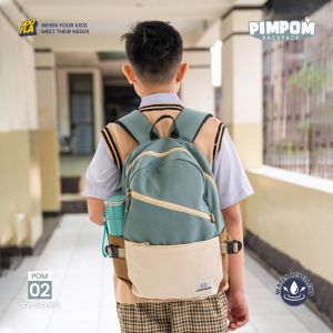 Tas Sekolah Anak SD Laki-Laki Gratis Raincover Ukuran 29 x 12 x 42 CM + Hoofla Pimpom Backpack