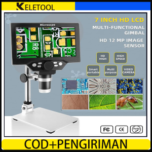 G1200 12MP Digital 7 Inch HD Video Microscope Electronic Video Microscop Kaca Pembesar Elektronik USB Portable Soldering LCD Soldering Microskop Digital Phone Repair Magnifier Mesin Servis Hp