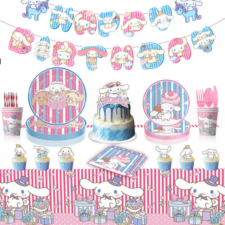 Sanrio Cinnamoroll Theme Tablewares Hbd Banner Hanging Swirls Big Cake Topper Cupcake 8780