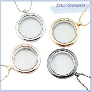 Ditur New Floating Charm Living Memory Round Locket Charms Pendant