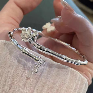 Bamboo Knot Bracelet for Women Youth Style Bamboo Peace Bracelet Open Lotus Fashion Bracelet Gift for Girlfriend