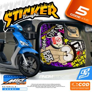 Stiker Pelindung Cover Tangki Motor Yamaha Mio Sporty/Smile - Desain Unik Warna Cerah