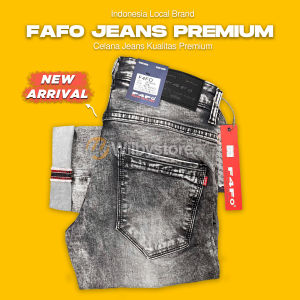 Fafo Jeans Premium Stretch Slimfit | Celana Jeans Panjang Pria Cowok | Produk Lokal | Polos | Sobek | Slimfit | Denim Distro Stretch