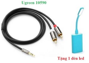 Cáp Audio 3.5mm to AV 2 đầu hoa sen RCA dài 3 Mét cao cấp Ugreen 10590 Tặng đèn led