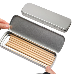 2 Pcs Stationery Organizers Metal Storage Box with Lid Pencil Case Simple Pen Box School Accessories