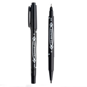 10PCS Multi Function Dual Tip Waterproof Permanent Marker Pen Black Ink Small Twin Marker Pens For Students School