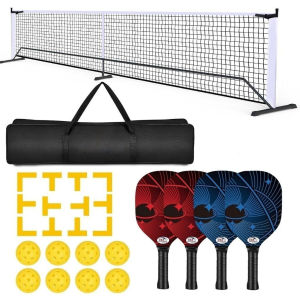 [SG stock Fast Shipping]Pickleball Net Portable Pickleball Set with Net 4 Pickleball Paddles 8 Pickleballs 1 Carry Bag EINI Q31L 8KL6