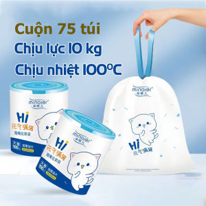 Túi Đựng Rác Dây Rút Minaier Chống Rò Rỉ Nước Không Sợ Bẩn Tay Túi Đựng Rác Cuộn 75 Túi Siêu Dai KT 45x50cm
