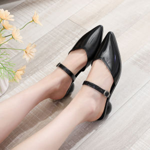 [Free Shipping] WomenS Wedge-Heeled Pointed-Toe Closed-Toe Sandals Commuter Half-Slippers 2026 Spring/Summer New Korean-Style Buckle-Strap Single Shoes