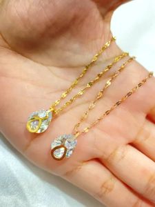 Kalung Wanita Titanium Asli Anti Karat Permata Aksesoris Perhiasan Kalung Rantai Gold Rosegold Silver Murah Awet Bisa Cod