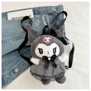Christmas Gift Halloween Sanrio My Melody Flannel Lolita Female Backpack Kawaii Kuromi Cartoon Cute Student Doll Bag Fashion School Supplies Backpack New
