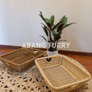 Abang Furry Handmade Natural Rattan Pet Basket Bed Mat for Cat Dog Tikar Katil Rotan Kucing