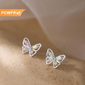 【PCWFKef】 Cutout Zircon pha lê bướm Bông tai cho phụ nữ cô gái Wedding party New mỹ trang sức quà tặng