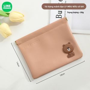 Túi Đựng Mỹ Phẩm Line Friends Brown Chống Thấm Chống Bẩn Da PU PVC LFB225