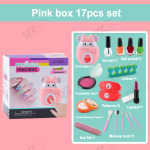 LYZRC Make Up Set for Kids Cosmetic Toys for Children DIY Nail Machine Makeup Girl Party Lipstick Cosmetic Bag Toy Set Gift