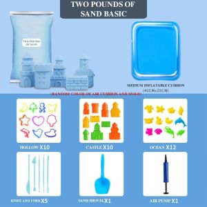 Kinetic Motion Sand Playset with Molds Inflatable with 39 Model Safe Non-toxic and Odorless for Kids