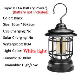 LED Retro Style Lantern Light Outdoor Camping Light Waterproof USB Rechargeable Hanging Lantern Lampu Camping Tahan Lama for Hiking Tent 提灯