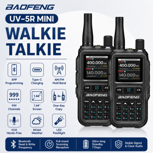 Baofeng UV-5R MINI Portable Walkie Talkie 5W Type-C Charging Bluetooth APP Programming for Security Construction Warehouse Outdoor(black)