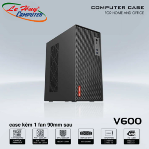 Thùng máy Case văn phòng VSP V600 | Kèm sẵn 1 fan 90mm thép 0.8mm