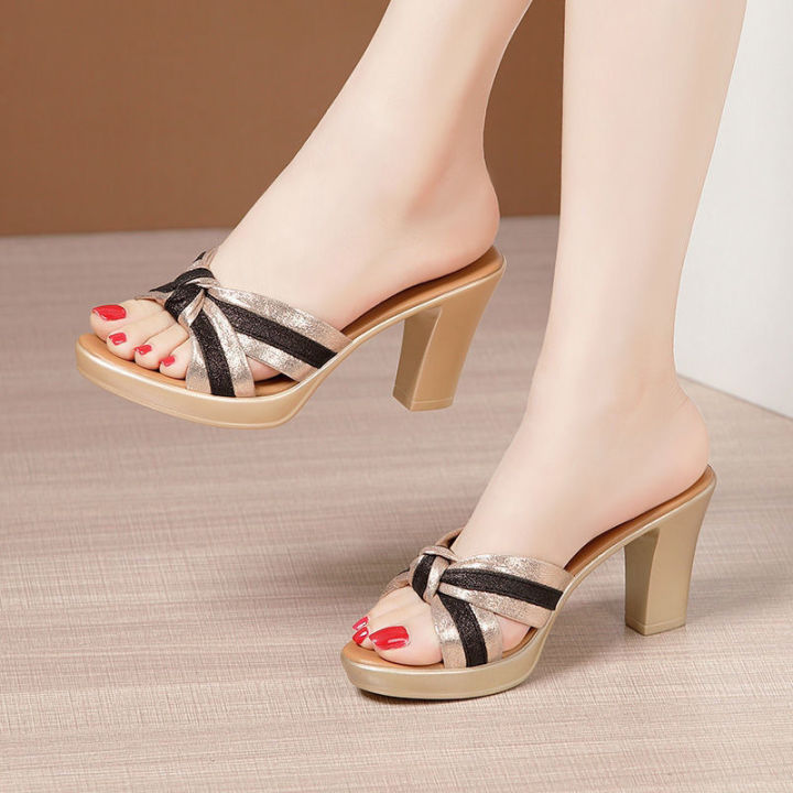 2023New Korean Fashion Women Sandals Office High Heels open