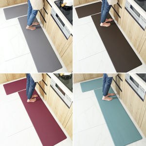 Anti-slip Kitchen Pu Floor Mat 8mm Thickened Waterproof and Oil Proof Carpets Kitchen Rugs Anti-fatigue Mat Nordic Carpet Rectangular Solid Color Door Mat Entrance Floor Rug Carpet