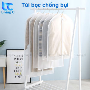 Combo 5 Túi bọc quần áo chống bụi có khóa Living C chống nấm mốc loại trong suốt có khóa kéo chất vải dày chống thấm nước