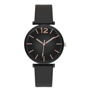 WININ Gradient Green Womens Watch Black Case Elegant Quartz Wristwatch Fashion Silicone Strap Casual Watches Lady Girl