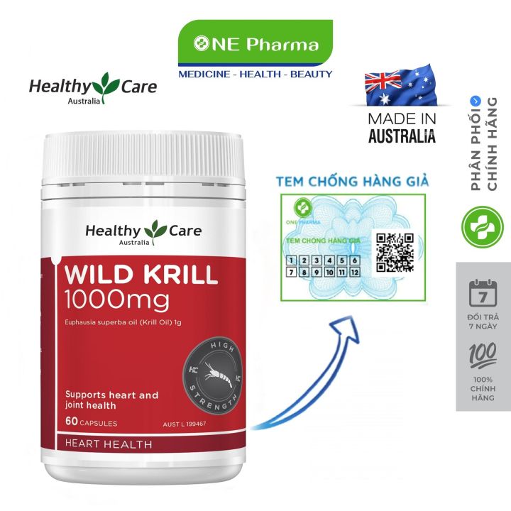 Viên uống dầu nhuyễn thể Healthy Care Wild Krill Oil 1000mg 60 Viên