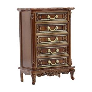 Miniature Furniture Cabinet with Functional Drawer Model Figure Chest of Drawers for 1/12 Scale Dollhouses Decoration