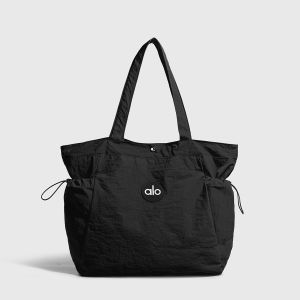 ALO Drawstring Tote Bag Women Soft Nylon Large Capacity Shoulder Bag Casual Shopping Travel Handbag