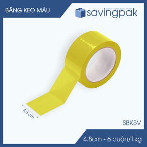 SBK5V - 3 cuộn băng keo màu khổ 4.8cm loại 1kg/6 cuộn - Vàng - Băng keo băng dính đóng hàng
