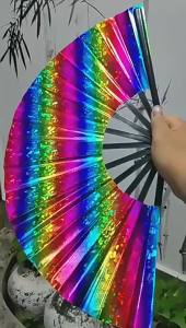 xpkQ Folding Fan Men Women Sprinkle Bar Bounce Fan Easy Open and Close Dance Party Fan Bar Disco Essential Atmosphere Props 2Z5B1