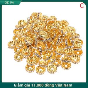 QK FA ✨ 100pcs 5 7 10mm rondelle đĩa 316 thép không gỉ pha lê Spacer hạt với Rhinestone cho đồ trang sức làm DIY Vòng đeo tay